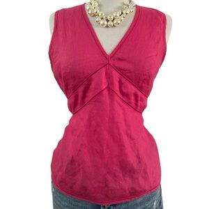 NWOT- ANN TAYLOR - 100% IRISH LINEN Fuchsia V-Neck Tank Top
